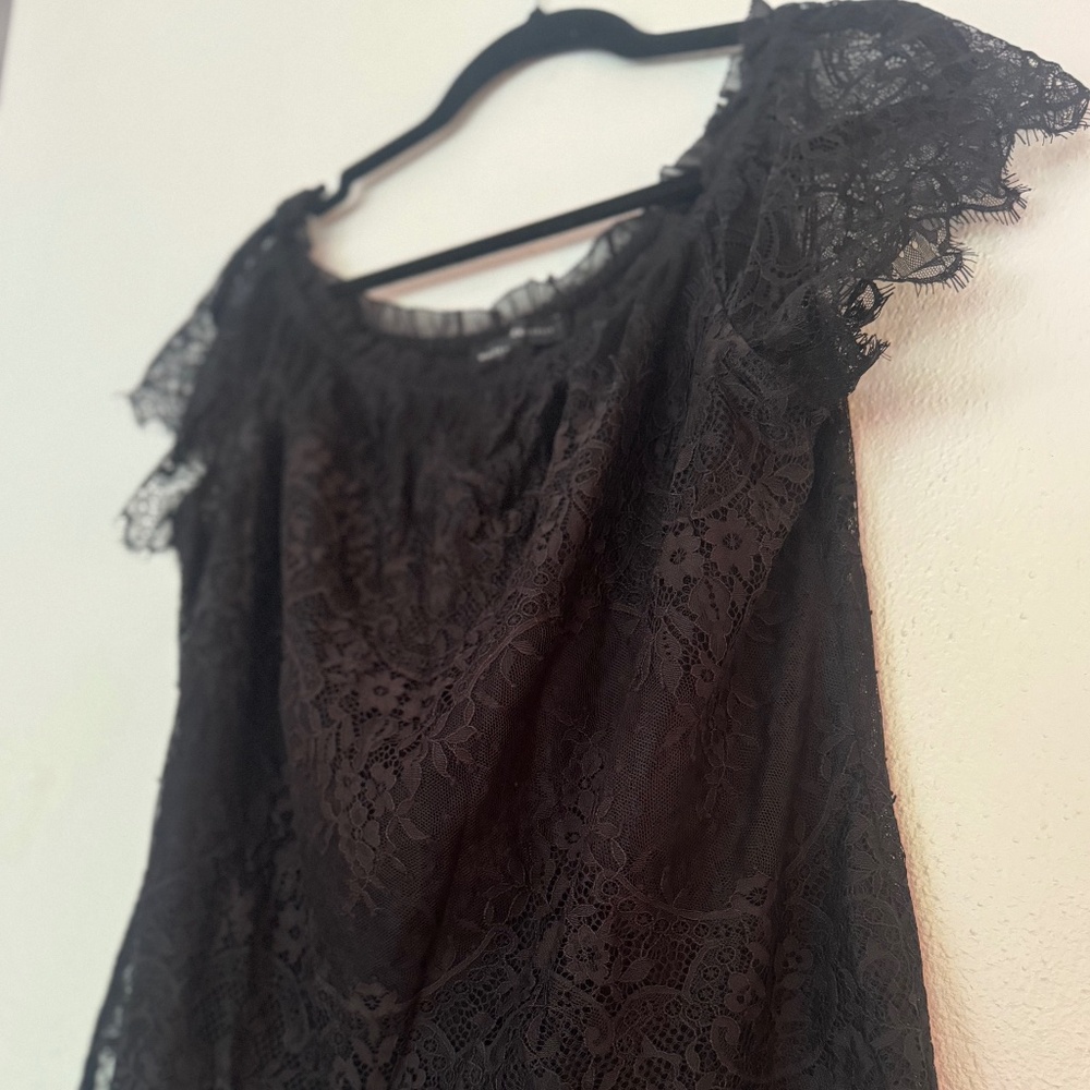 WHBM Black Lace Top